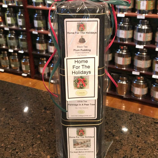 Home for the Holidays Three Tin Tower Tea Gift Set