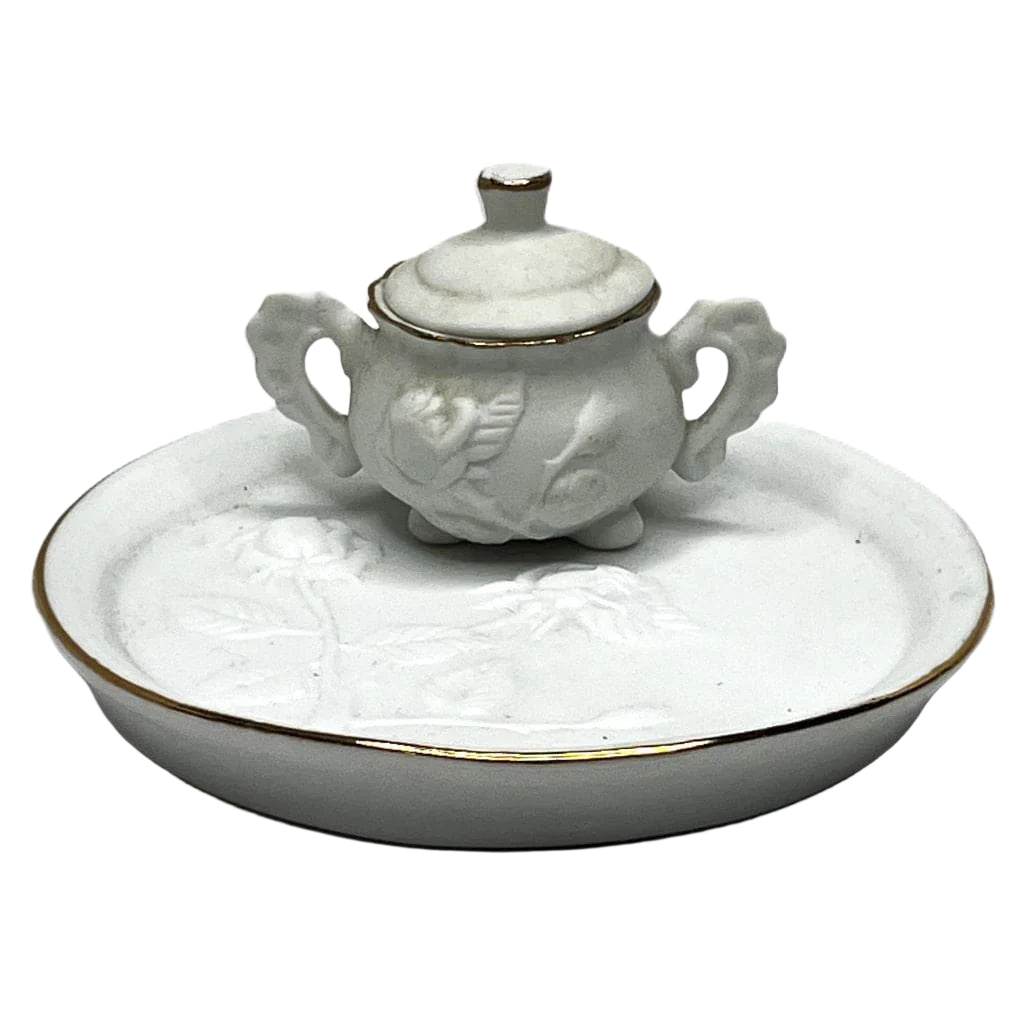 Miniature Tea Set - White Ceramic with Rose Carvings | Drink Great Tea