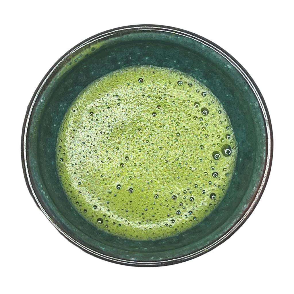 Speckled Turquoise Matcha Bowl with Matcha Broth
